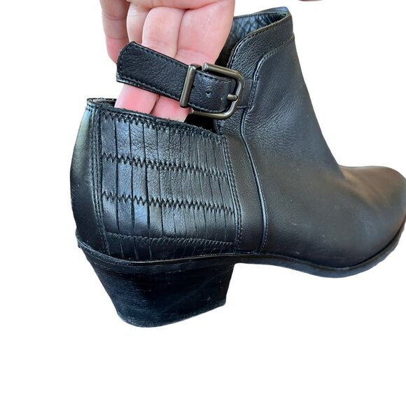 Via Spiga Soft Leather Black Ankle Block Chunky Heel Boots 10 - Picture 2 of 11